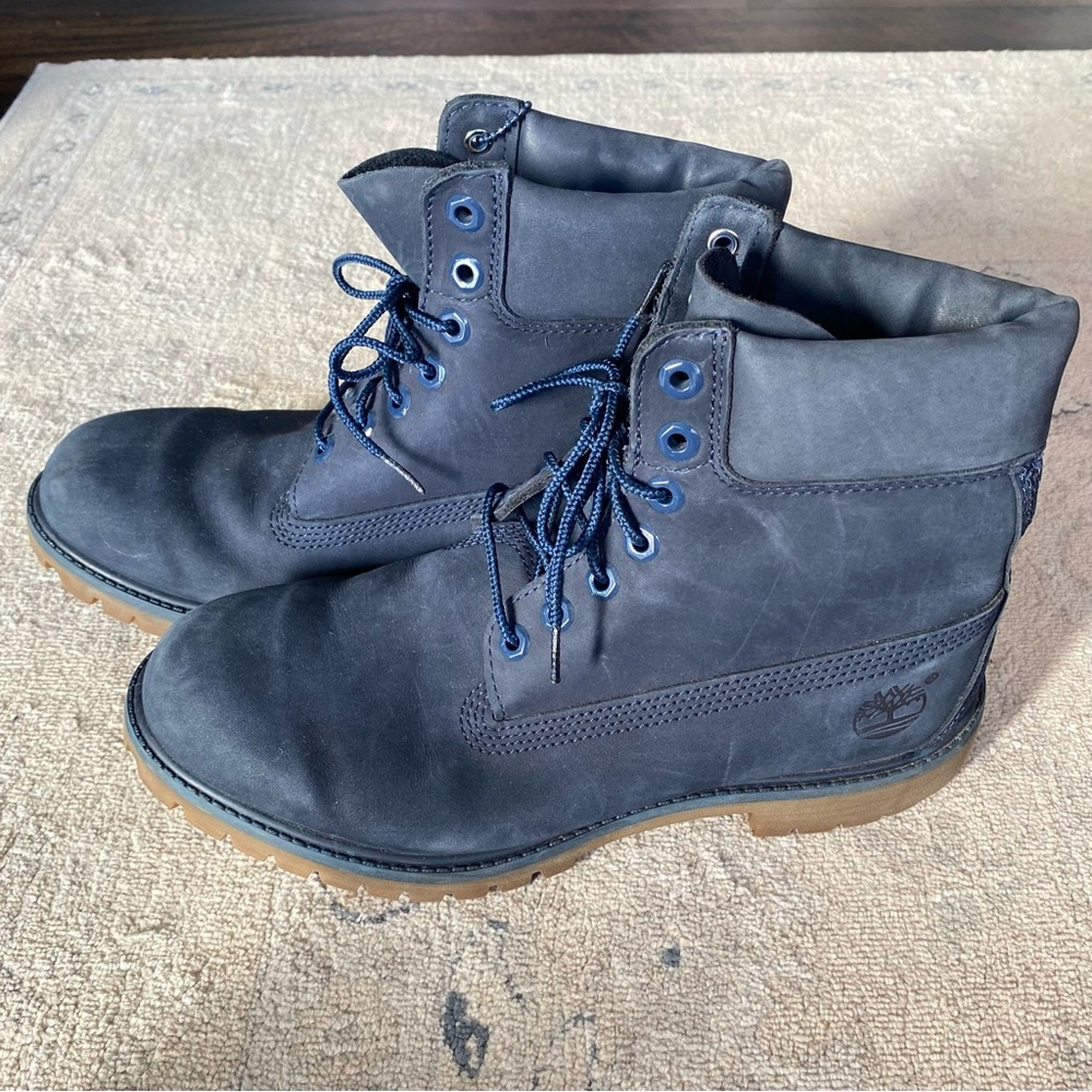 Timberland Waterproof Leather Boots 9 Navy Blue Primaloft 400 gram